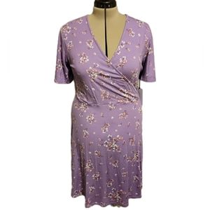 🔖🎉NWT🎉 41 Hawthorne Elisse Knit Jersey Wrap Dress Purple Floral SZ XL